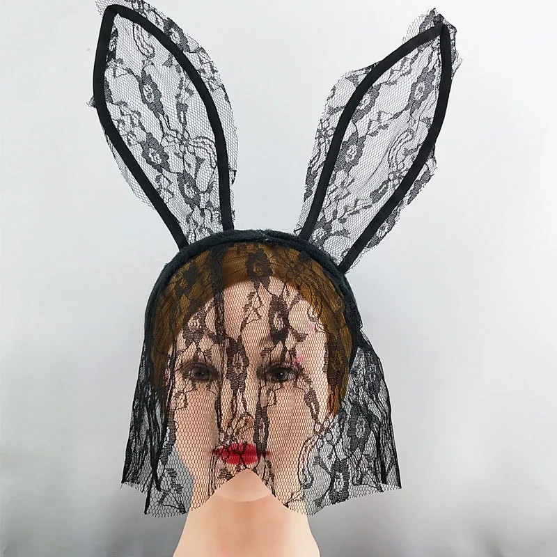 Kids Face Mask - Party Kaninchen Hasenohren Stirnband mit Spitze