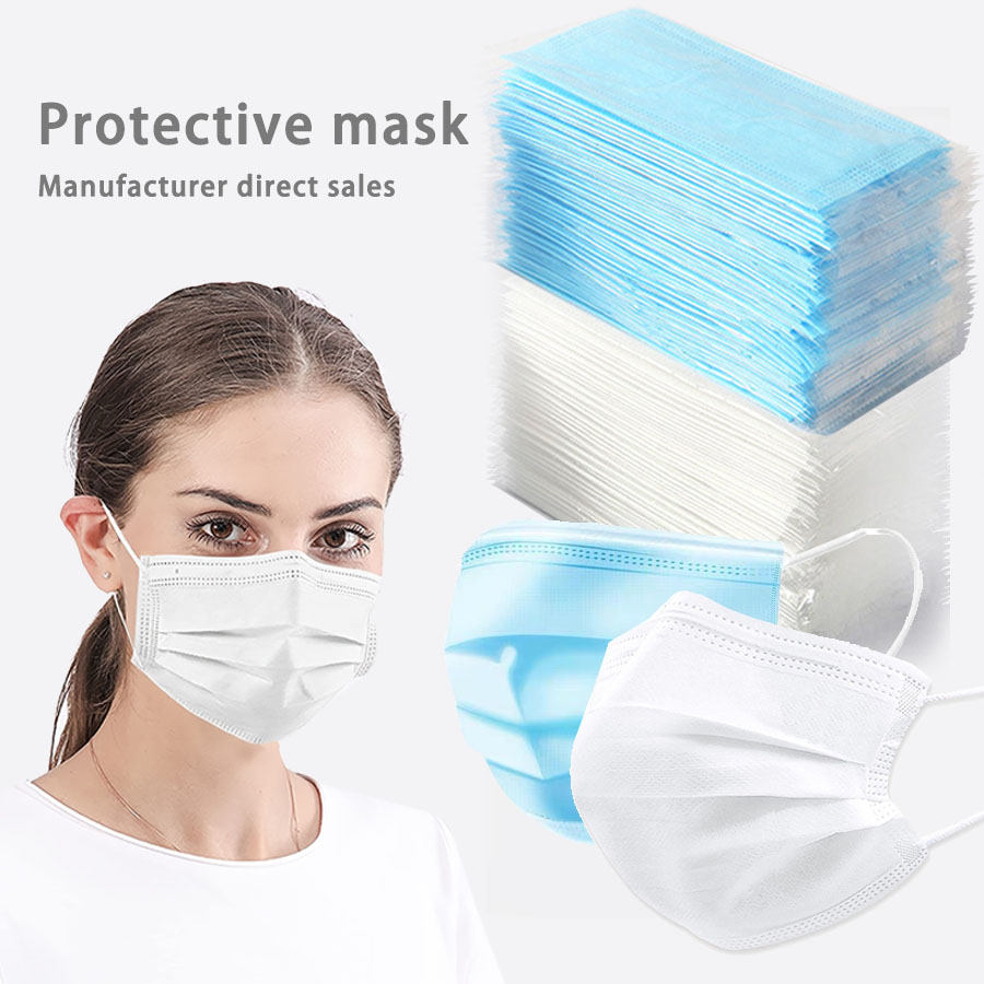 Disposable Mask Blue - 50/100 Stück Einwegmaske für Gesicht, blau,