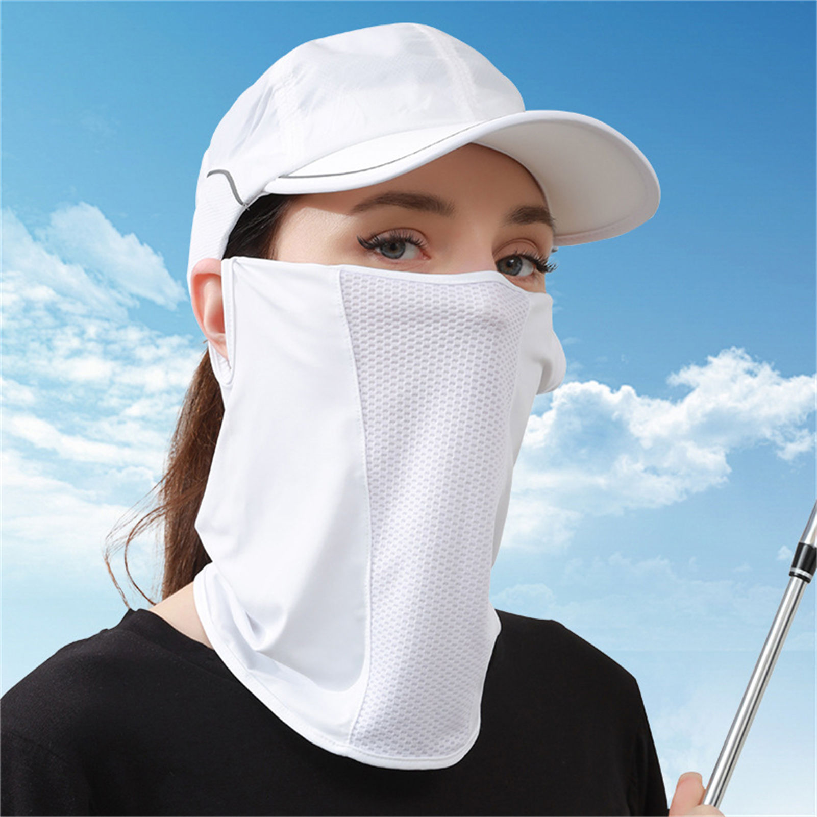 Sports Mask Breathable - Eisseide-Sonnenmaske UPF50+ Atmungsaktiver UV-Schutz Breiter Nackenschutz