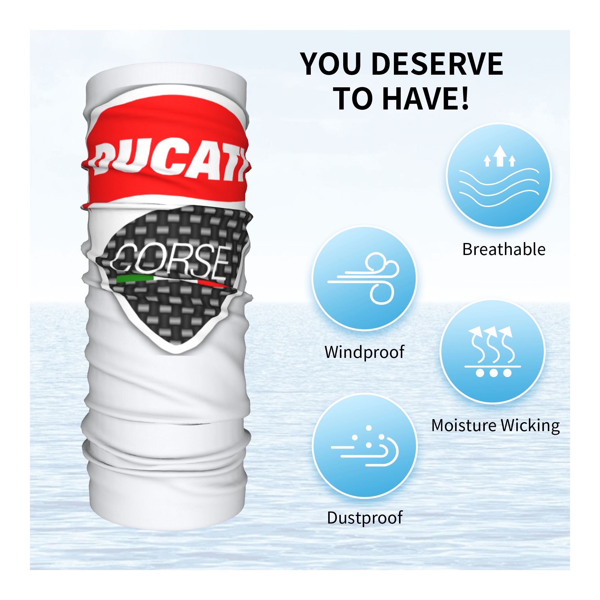Maßgefertigter Rennsport Ducat – Neck Gaiter Face Cover Bewertung und Preis